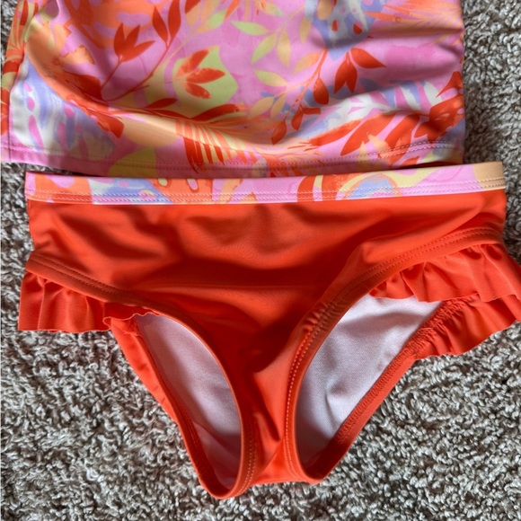 Wonder Nation Toddler Girl Ruffle Tankini Swimsuit Tropical 2 piece– Size 5T - Picture 6 of 12